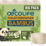 oecolife Toilettenpapier BAMBUS 3-lagig 56 Rollen à 150 Blatt