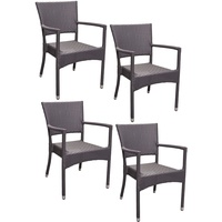 4x KONWAY® ROM Stapelsessel Schiefergrau Polyrattan Garten Sessel Stuhl Set grau