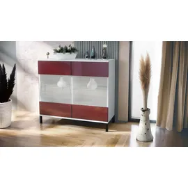 Vladon Bari 92,5 x 83,5 x 35 cm Weiß matt / Bordeaux Hochglanz