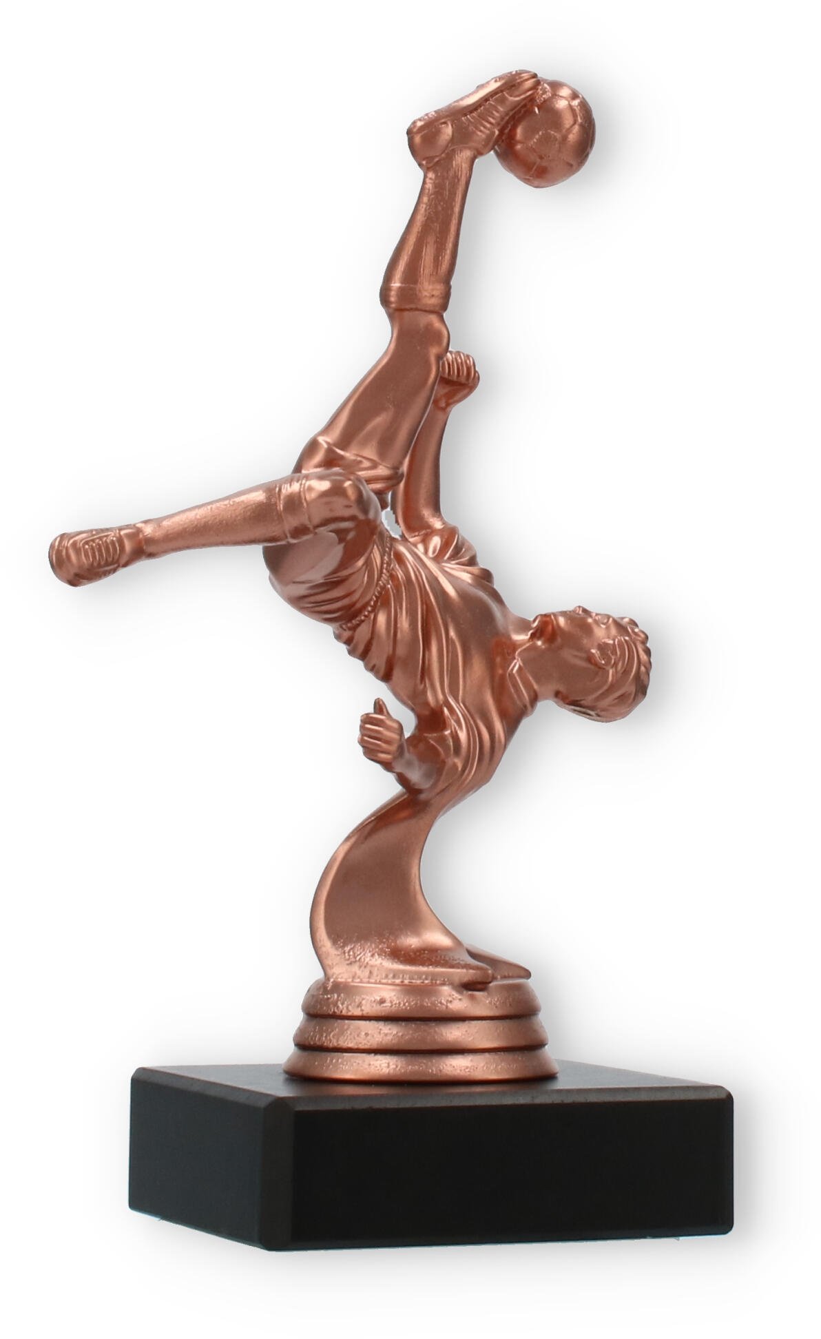 Pokal Kunststofffigur Fallrückzieher bronze auf schwarzem Marmorsockel 15,6cm