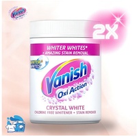 VANISH Oxi Action Crystal Weiss Waschmittel 2x 940gr Fleckenentferner Vollwaschmittel (Spar-Set, [2-St. Waschmittel Pulver entfernt Flecken Fleckenentferner für weiße Wäsche Reinigung Waschpulver Vollwaschmittel) weiß