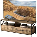 Relaxdays TV-Lowboard 120 x 40 cm Braun/Schwarz Holzwerkstoff/Stahl