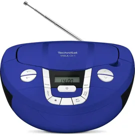 TechniSat Viola CD-1 - tragbarer Stereo CD-Player, Boombox mit praktischem Tragegriff (CD-Radio für Kinder, UKW Radiotuner, Bluetooth-Empfang, 2 x 1 W RMS-Leistung, Netz- und Batteriebetrieb) blau