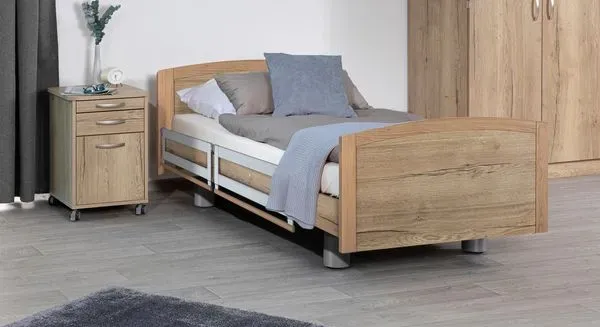 Komfortbett mit Pflegebett-Funktion Ummanz 90x200cm Eiche Mit Kopfteil höhenverstellbar