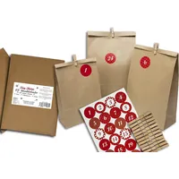 Trendario Adventskalender zum Befüllen, Diy Adventkalender 24 Papiertüten, Zahlenaufkleber und Klammern - Kalender zum selber basteln mit Zahlen Sticker - Geschenkideen Kinder, Frauen & Männer