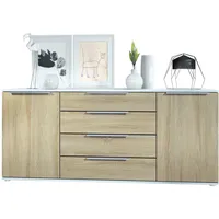 Vladon Sideboard, Eiche San Remo, 166.5x72.5x35 cm, Wohnzimmer, Kommoden