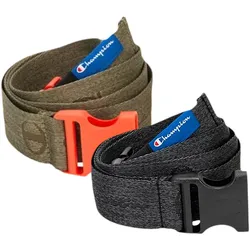 Champion Gürtel für Damen und Herren Steckschnallen-Gürtel moderner Alltags-Gürtel mit Marken-Logo 123 cm CM3-0805 Olivgrün oder Schwarz-Grau - 