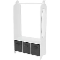 joyz Kinder Kleiderständer mit Ablage Fächer Spiegel Weltraum 63x30x115 cm, Weiß, Holzwerkstoff, 30x115x63 Garderobe, Kindergarderoben
