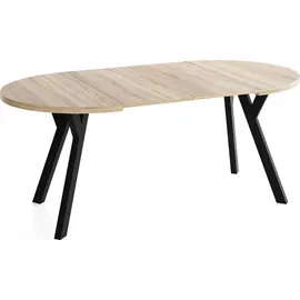 WFL GROUP Runder Ausziehtisch 200 x 77 x 100 cm hellbraun