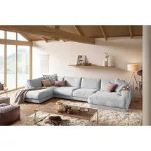 KAWOLA Wohnlandschaft U-Form Madeline Cord Longchair rechts hellgrau