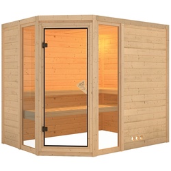 Karibu Sauna Sinai 3-Ohne Ofen-ohne Dachkranz inkl. 8-teiligem gratis Zubehörpaket (Gesamtwert 191,92€)