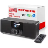 Kathrein DAB+ link S12 I DAB Plus Radio mit EWF I Digitalradio DAB+ & UKW, Internetradio I WLAN Radio mit Bluetooth für Streaming, Aux 3,5mm I Radio mit Fernbedienung & App-Steuerung in schwarz