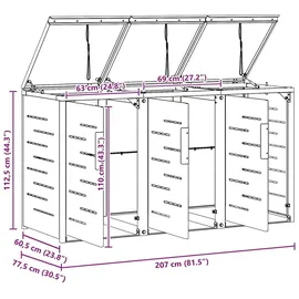 vidaXL Mülltonnenbox Edelstahl 1 x 1 m grau