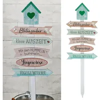 Cepewa Gartenschild Wegweiser│ Höhe 76 cm MDF rosa grün│5