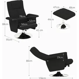Homcom Massagesessel mit Fußhocker elektrisch 95 x 88 x 78 cm Schwarz