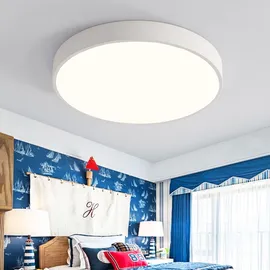 Style Home 48W Deckenleuchte Deckenlampe Ø50x4cm,Warmweiß 3000K,ultraslim runde Lampe aus Metall, für Wohnzimmer Schlafzimmer Küche Diele Flur (Weiß)