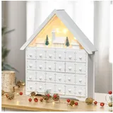 Homcom Adventskalender mit LED Lichtern und kleinem Dorf