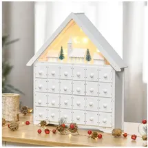 Homcom Adventskalender mit LED Lichtern und kleinem Dorf