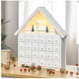 Homcom Adventskalender mit LED Lichtern und kleinem Dorf