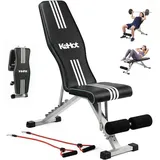kehot Hantelbank Klappbare Hantelbank mit Verstellbarer Rückenlehne für Heimtraining, (Multifunktionsbank für Brust-, Bauch- und Schultertraining, Inklusive Trainingsbänder für zusätzliche Übungen), Bis 200 kg belastbar für Home Gym und Krafttraining schwarz