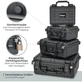 HMF ODK100 Outdoor-Fotokoffer, Transportkoffer mit Rasterschaumstoff, 41 x 32 x 17,5 cm