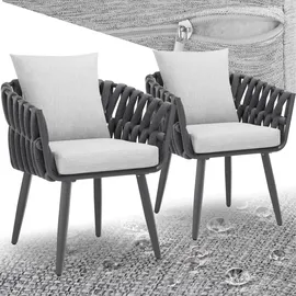 Tectake Lugano Gartenstuhl 61 x 60 x 73 cm schwarz 2 St.