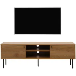 TV-Rack MCW-N78, Lowboard TV-Schrank, skandinavischer Stil Metall Holz Melamin MVG 50x150x40cm ~ natur
