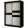 altdecor Kleiderschrank mit Lacobel-Schiebetüren, kugelgelagerte Führungsschienen und Aluminium- Leisten 120 cm Schwarz / Weiß / Lacobel Schwarz - Schwarz/Weiß