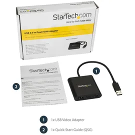 Startech StarTech.com USB 3.0 auf Dual HDMI Adapter, USB 2x HDMI Monitor Konverter für Windows(macOS/ChromeOS/Linux nicht unterstützt)