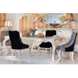 Casa Padrino Luxus Barock Esstisch Weiß / Gold - Handgefertigter Massivholz Esszimmertisch - Möbel im Barockstil - Edel & Prunkvoll