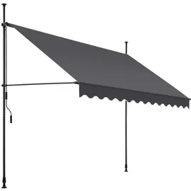 Tectake tectake® Klemmmarkise, mit Handkurbel, höhenverstellbar 211 - 304 cm, einfache Montage