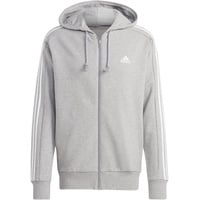 Adidas Essentials French Terry 3-Streifen Kapuzenjacke Medium Grey Heather / White S