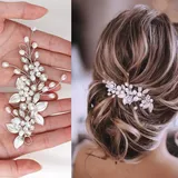 Aatpuss Haarschmuck Hochzeit, Braut Haarschmuk, Braut Haarschmuck Silber, Brautkopfschmuck für Hochzeiten, elegantes Haaraccessoire für Damen und Teenager, Für Brau Und Brautjungfer