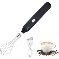 Justchee Elektrischer Hand-Eierschläger, USB wiederaufladbarer Edelstahl Tragbarer Elektrischer Milchaufschäumer 1200mah Akku Von Kaffee, Ketchup, Latte Macchiato (Schwarz)