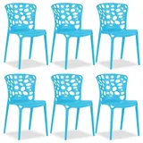 Homestyle4u Gartenstuhl 6er Set in Blau 2458,