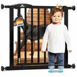 Kidiz Schutzgitter für Treppen Tür, Auto Close Kindertreppengitter ohne Bohren 90° Stop, Absperr Türschutzgitter, schwenkbare Trennwand, Treppenschutzgitter, Klemmen