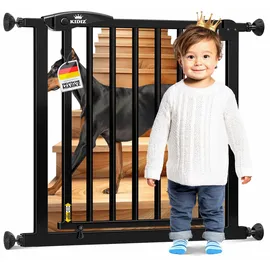 Kidiz Schutzgitter für Treppen Tür, Auto Close Kindertreppengitter ohne Bohren 90° Stop, Absperr Türschutzgitter, schwenkbare Trennwand, Treppenschutzgitter, Klemmen