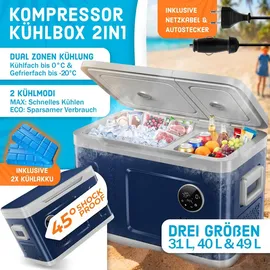 Kesser Kompressor Kühlbox 2in1 Doppelzone 49 l