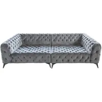 KAWOLA Big Sofa NARLA Chesterfield Sofa Velvet silber