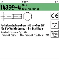 Peiner EN 14399-4 Sechskant-Schaftschraube M12x55 Stahl 10.9 feuerverzinkt
