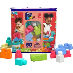 Mega Bloks Bausteine-Beutel pink (60 Teile), Steck-Bausteine Kinder, Bauklötze