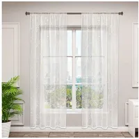 Woltu 2er Set Gardinen, Vorhänge für Wohnzimmer Kinderzimmer Schlafzimmer, mit Kräuselband, Leinenoptik, Halbtransparent Voile, 140 x 245 cm, Beige