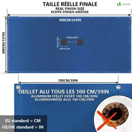 VOUNOT Poolabdeckung rechteckig blau 4x9 m