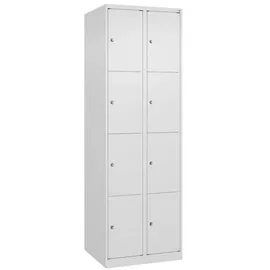 C+P Schließfachschrank Classic PLUS, 2 Abteile, 1850x600x500mm, 9016/9016 Innenhöhe Gefach oben (oberes 453 mm Front RAL 9016 Verkehrsweiß