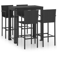 vidaXL 5-tlg. Garten-Bar-Set mit Armlehnen Poly Rattan Schwarz