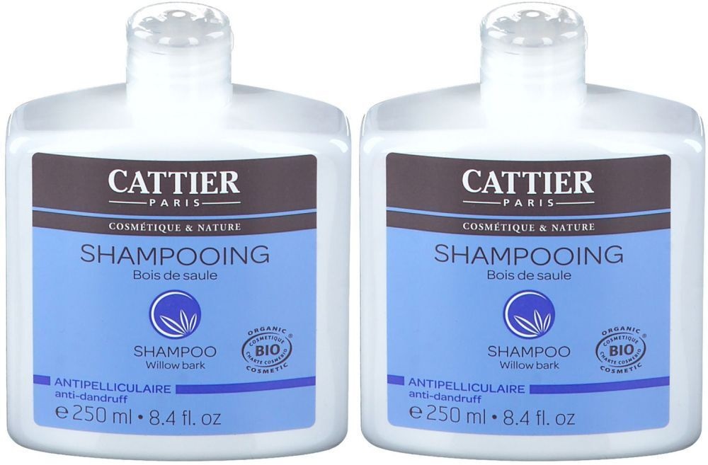 Cattier Shampoing bois de saule bio antipelliculaire 2x250 ml shampooing