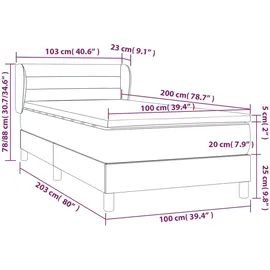 vidaXL Boxspringbett mit Matratze Hellgrau 100x200 cm Stoff1372011