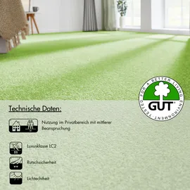 Andiamo Teppichboden ANDIAMO "Ines, Kräuselvelours, Gesamthöhe 8,5 mm, Luxusklasse LC2", grün, B:400cm L:450cm, Kunstfaser, Teppiche, Uni Farben, Breite 400 cm, strapazierfähig & pflegeleicht