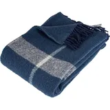 Arctic Wolldecke Wollplaid Wohndecke im Scandi Design 100% Schurwolle mit Woolmark Siegel 130 x 200 cmBlau - Blau
