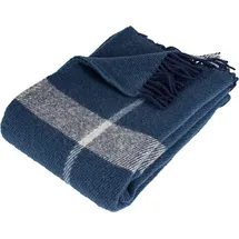 Arctic Wolldecke Wollplaid Wohndecke im Scandi Design 100% Schurwolle mit Woolmark Siegel 130 x 200 cmBlau - Blau